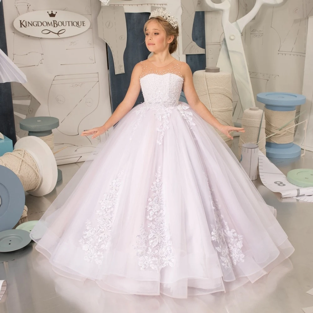 Wedding Flowers Girl Gowns Sequin Little Flowers Communion Wear Flower Princess Dress