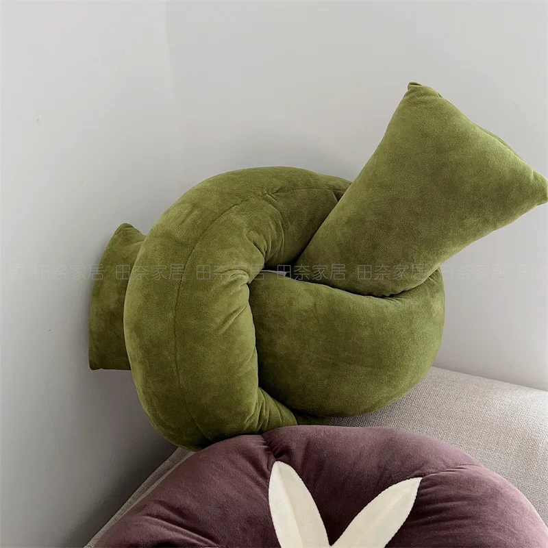 MOMO Ins Scandinavian Twisted Knot Pillow Shaped Knot Waist Pillow Soft Sofa Cushion Sleeping Pillow Bedside Bolster Pillow 2