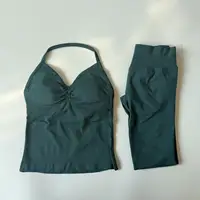 Impact 2 Pieces Set Yoga Leggings Set Women Backless Tank Tops High Waist Scrunch Gym Suit Fitness Clothes Outfit Yoga Set - Image 4