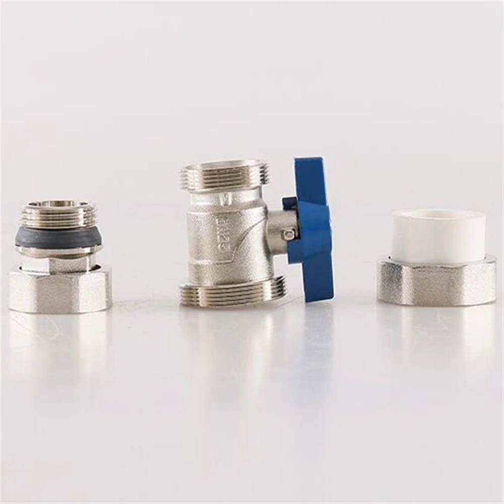 Floor Heating Manifold Valve Silver Electroplating Straight Ball Valve PPR25 One Inch Hot Melt Joint Inner And Outer Wire
