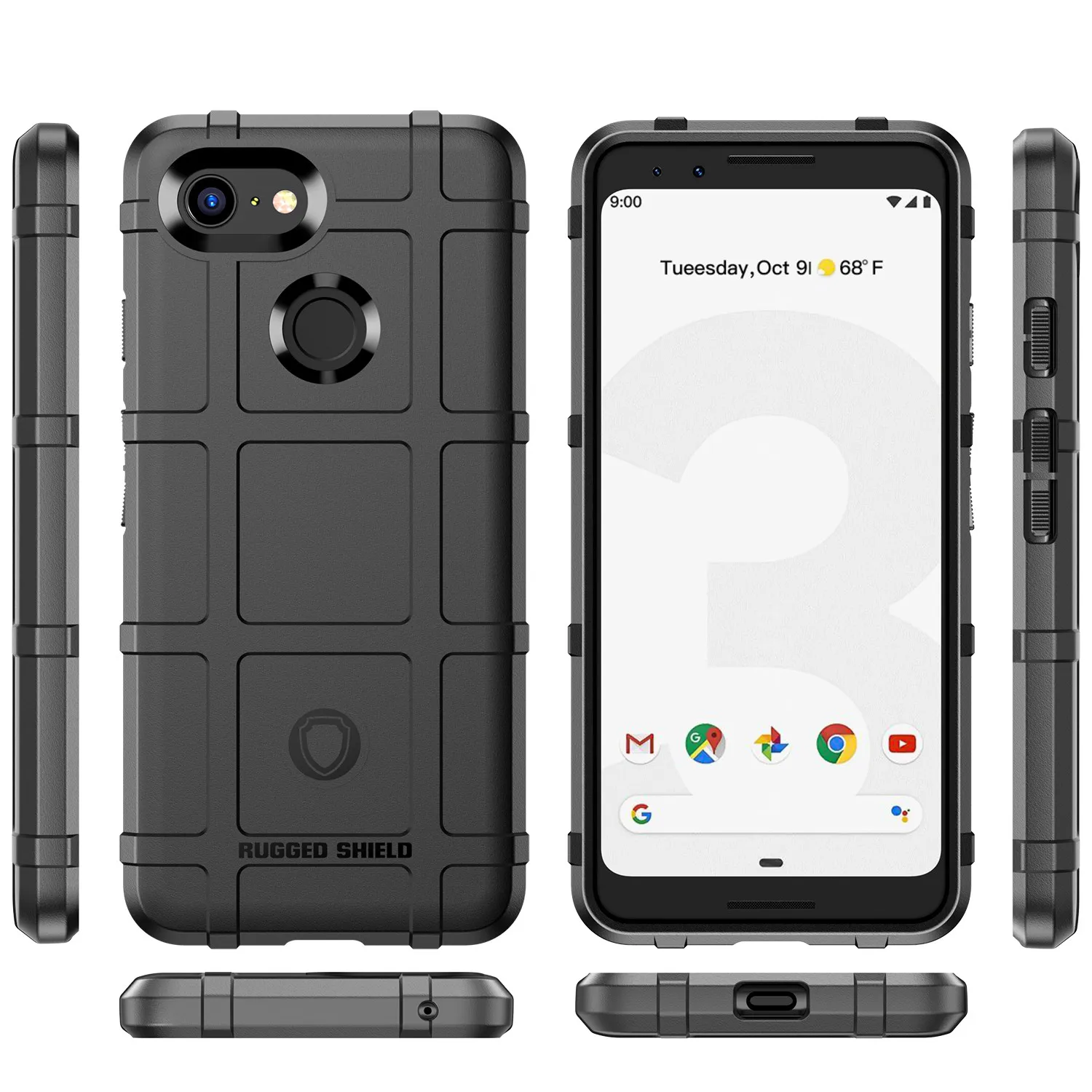 Shield Shockproof Case for Google Pixel 3 3XL 3a Anti-Slip Grid Silicone Cover for pixel 3a xl 3xl lite Armor Rubber Back Cases 2