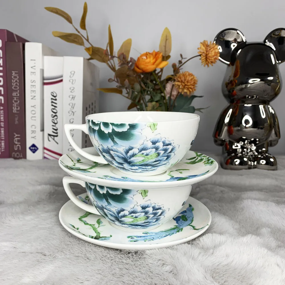 

W Wei To Live Fashion Jade Phoenix Flower Tea Coffee Cup And Saucer Set Girlfriends Wedding High-value Gifts