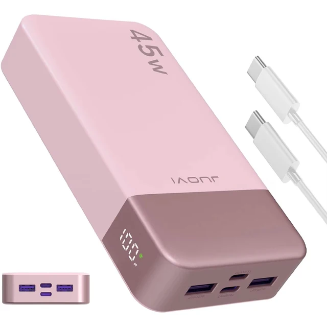 JUOVI Powerbank 20000mAh 45W Fast Charge Power Bank, Super Fast Charging Portable Charger with LED Display for iPhone 17 16 15 1