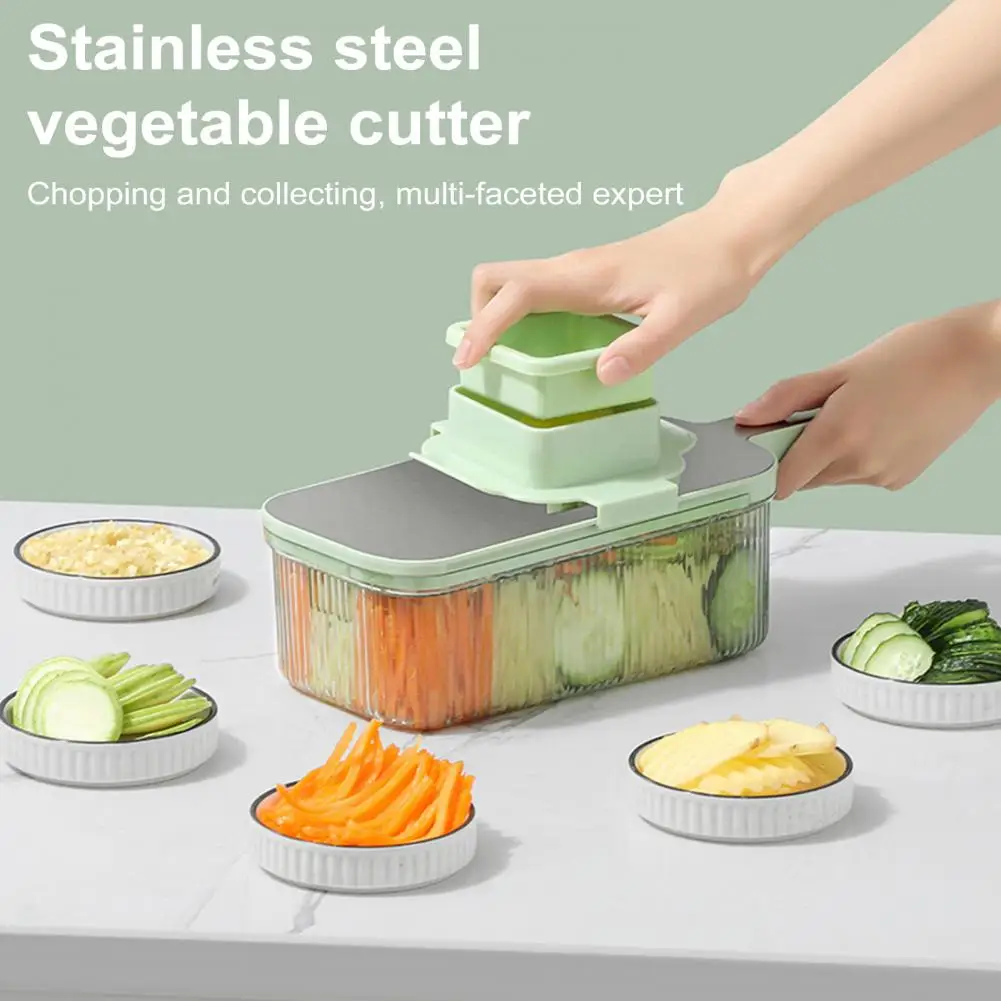 Easy Clean Grater Food Dicer Grater Stainless Steel Multifunctional with 6 Blades Drain Basket Easy to for Efficient