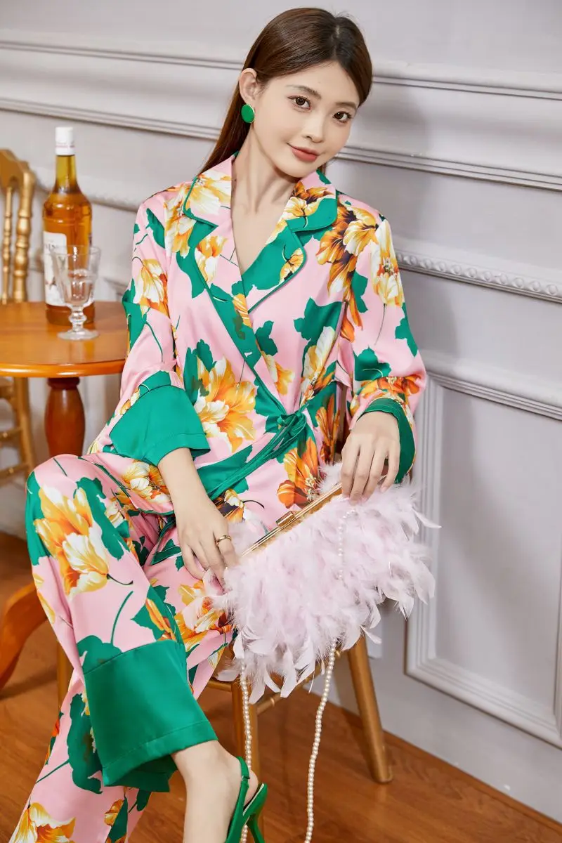 Advanced female new style tulip tassel button two-piece pijamas women  pigiami donna  gece sikiş