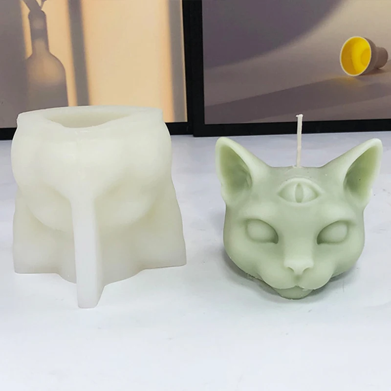 Description Picture 4 of itemIns Cat Head Candle Silicone Molds DIY Scented Candle Plaster Epoxy Resin Molds Chocolate Cake Baking Molds Home Decorations