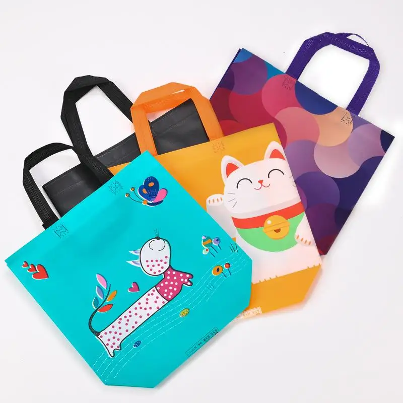 Non-woven Fabric Shopping Bag For Women Printed Folding Eco Bag Travel Grocery Reusable Film Coated Storage Bags Shopping Pouch 3