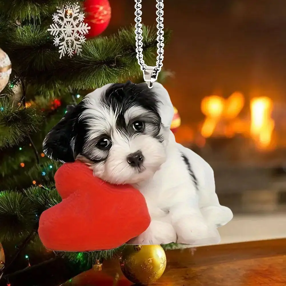 

1PC Christmas Acrylic Pendant Sad Puppy Needs You Xmas Tree Hanging Ornaments Christmas Decorations For DIY Home Navidad Gift