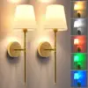 American 2 Packs Wall Lights Battery Operated Wall Sconces Gold Wireless Wall lamp with Remote RGB Colors Modes Rechargeable 1