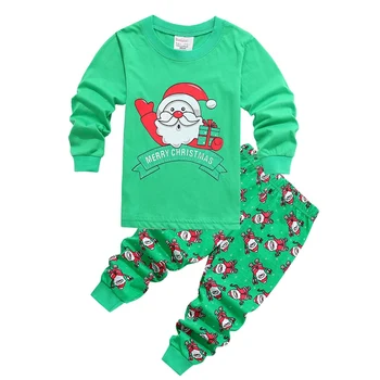 Winter Boys Girls Christmas Pyjamas Baby Kids Santa Claus Pajamas Toddler Xmas Elk Nightwear Elf New Year Gift Green Red Clothes 3