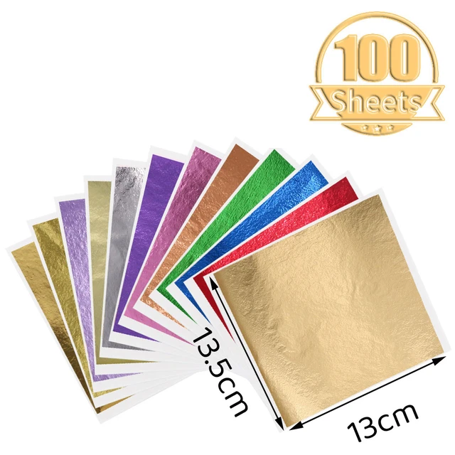 100pcs Sequins Gold Leaf Sheets Imitation Silver Copper Foil Paper For DIY  Nail Art Wedding Decoration Craft Paper Gilding Sheet - AliExpress