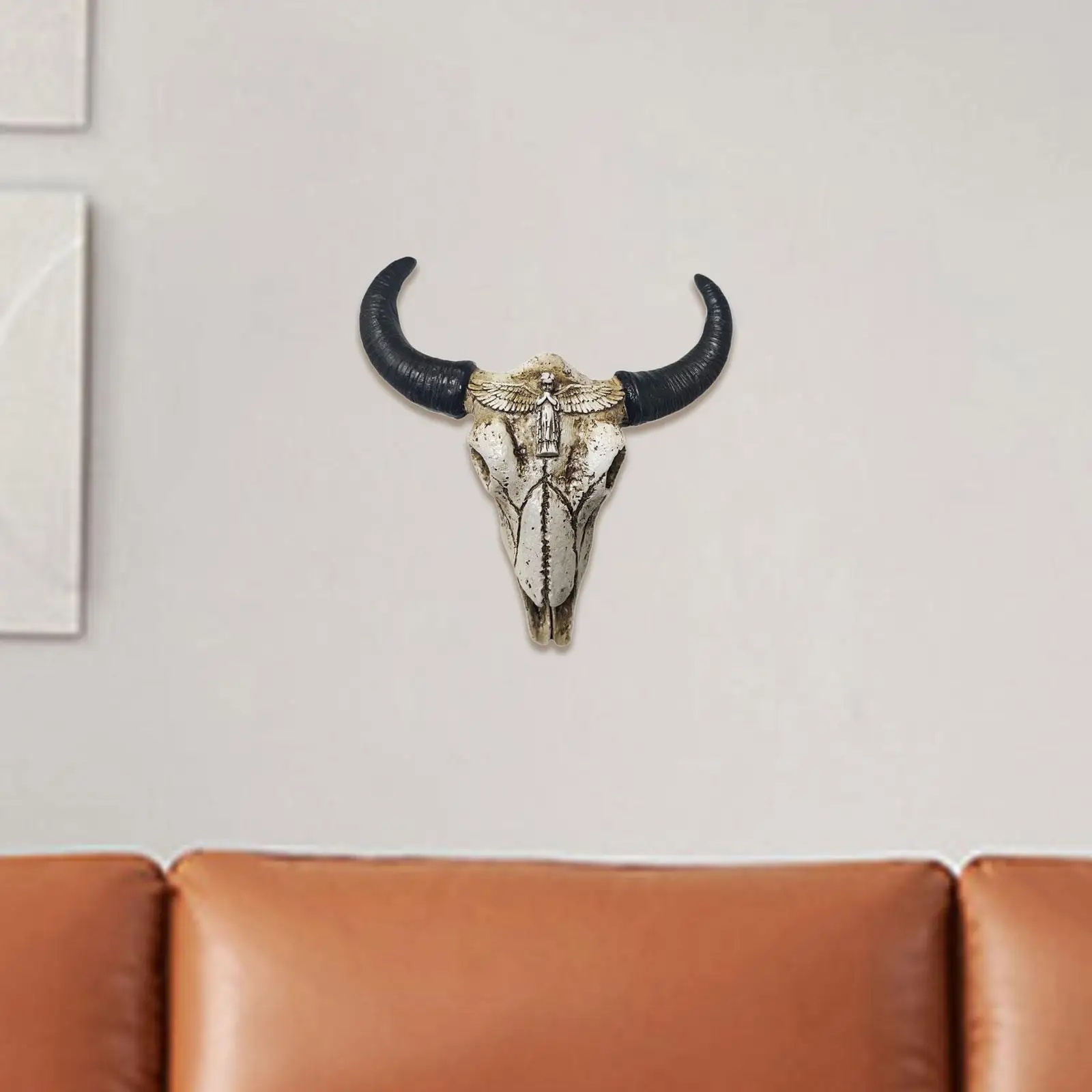 Bull Horns Decor 3D Resin Figurine Crafts Ornaments Wall Hanging