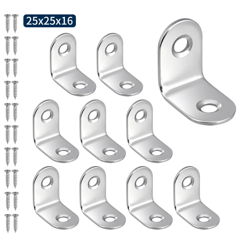10pcs Stainless steel corner code cabinet cabinet triangle fixed laminate bracket 90 ° right Angle L-shaped thickened sheet