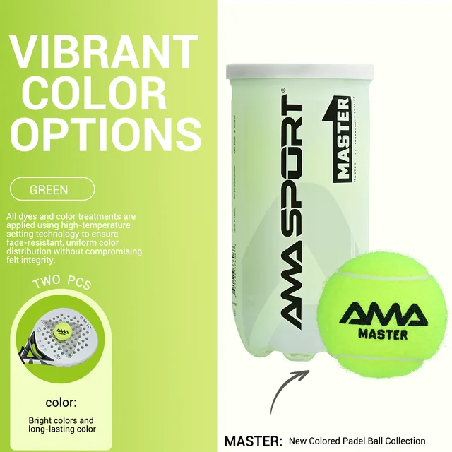 AMASPORT 2Balls/Can Paddle Tennis Ball 20% Wool More Durable Training Tennis Ball 2 Colors Available Outdoor Paddle Tennis Play 3