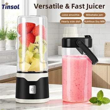 TINSOL Portable Electric Blender 450ml USB Rechargeable Juicer Blender suitable for milkshakes, juice, and small food processing 1