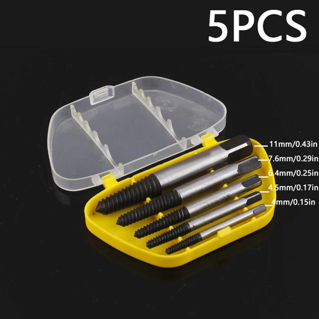 Damaged Broken Screw Remover Extractor Drill Bits 5/6Pcs Steel Durable Easy Out Remover Center Drill Damaged Bolts Remover Tool 5 PCS