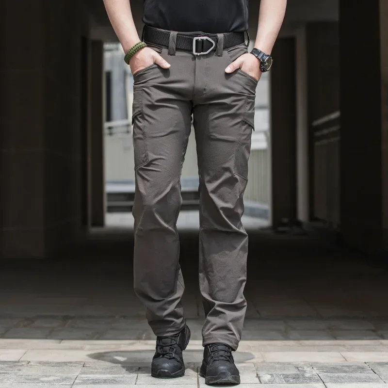Spring And Autumn Outdoor Tactical Pants Anti Splashing Light And Thin Soft Shell Pants Large Elastic Tied Mountaineering