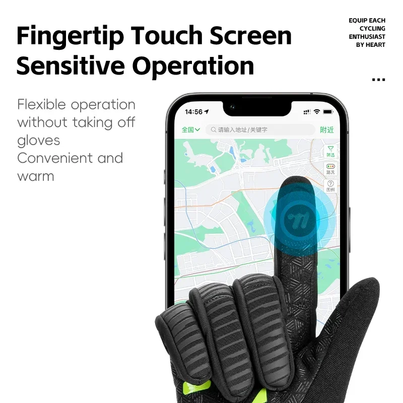 WEST BIKING Winter Men Cycling Gloves Full Finger Non-Slip Touch Screen MTB Road Bike Water Repellent Gloves Thermal Sport Gear 2
