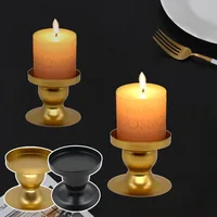 Round Plate Candlestick Vintage Black Gold Candle Holder Wrought Iron Craft Candelabra Wedding Festival Party Supplies 1