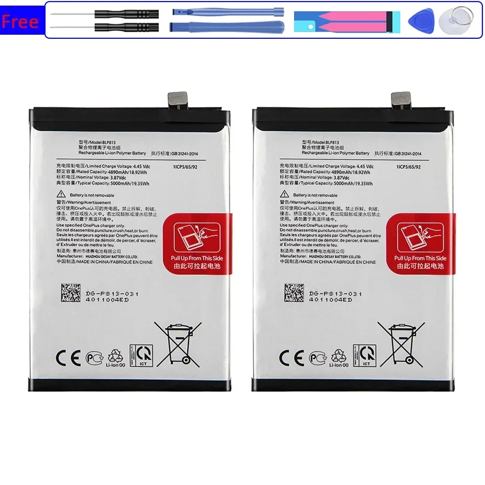 Batteria Di Ricambio Blp813 Blp 813 5000Mah Per One Plus Oneplus Per Oneplus 1 + Nord N100 Be2011, Be2012, Be2015 Bateira