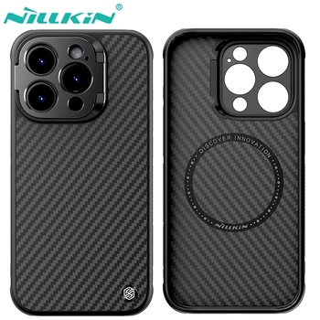 NILLKIN Custodia Protettiva Magnetica in Kevlar Aramidico e Carbonio per Fotocamera, Compatibile con iPhone 15 16 17 Pro Max i15 i16 Magsafe Macsafe