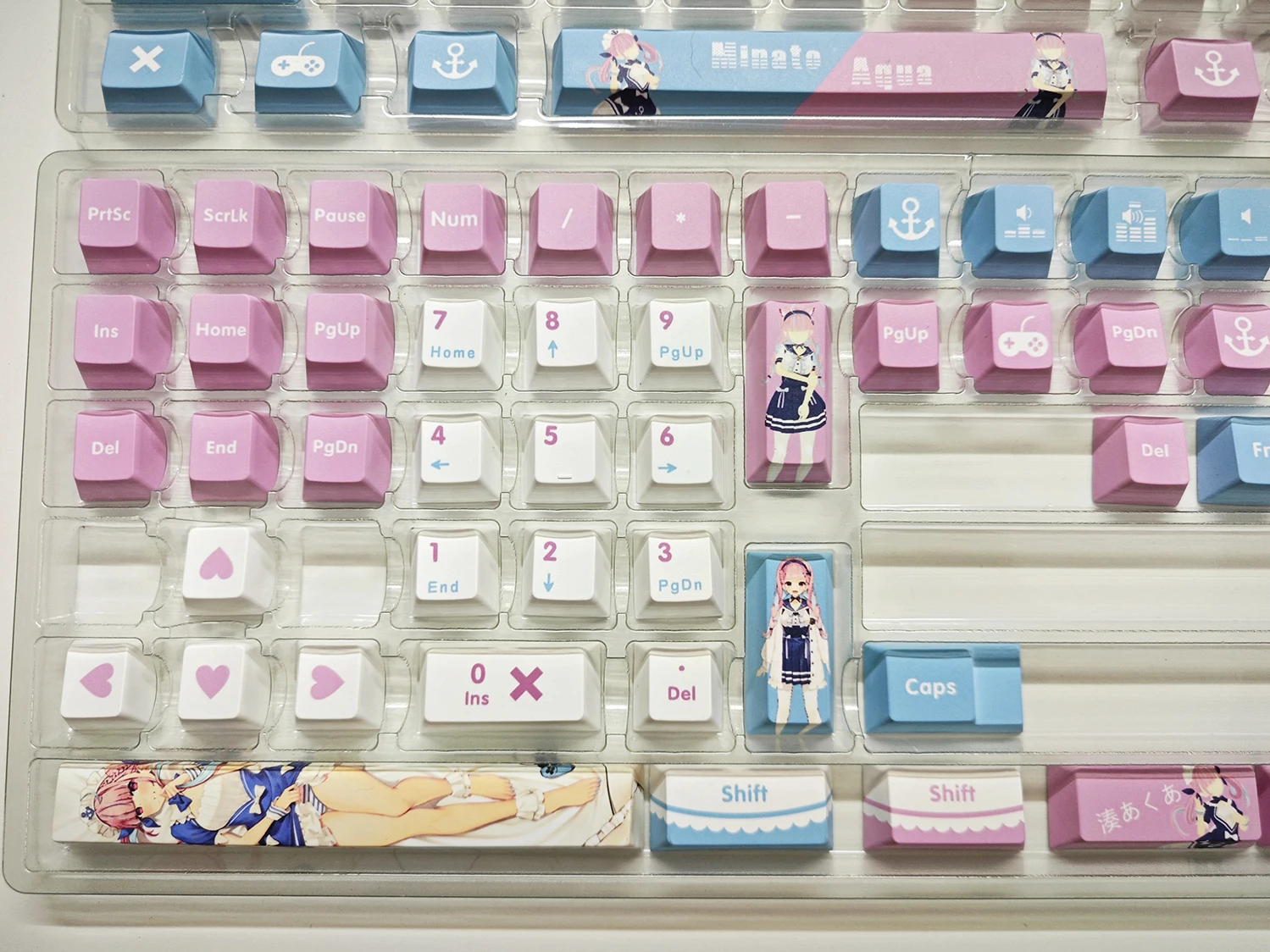 Minato Aqua Hololive Vtuber Key Cover Pbt Dye Sublimation Cherry mx Cruz Eixo Switch Keycap para Teclado Mecânico - Imagem 5