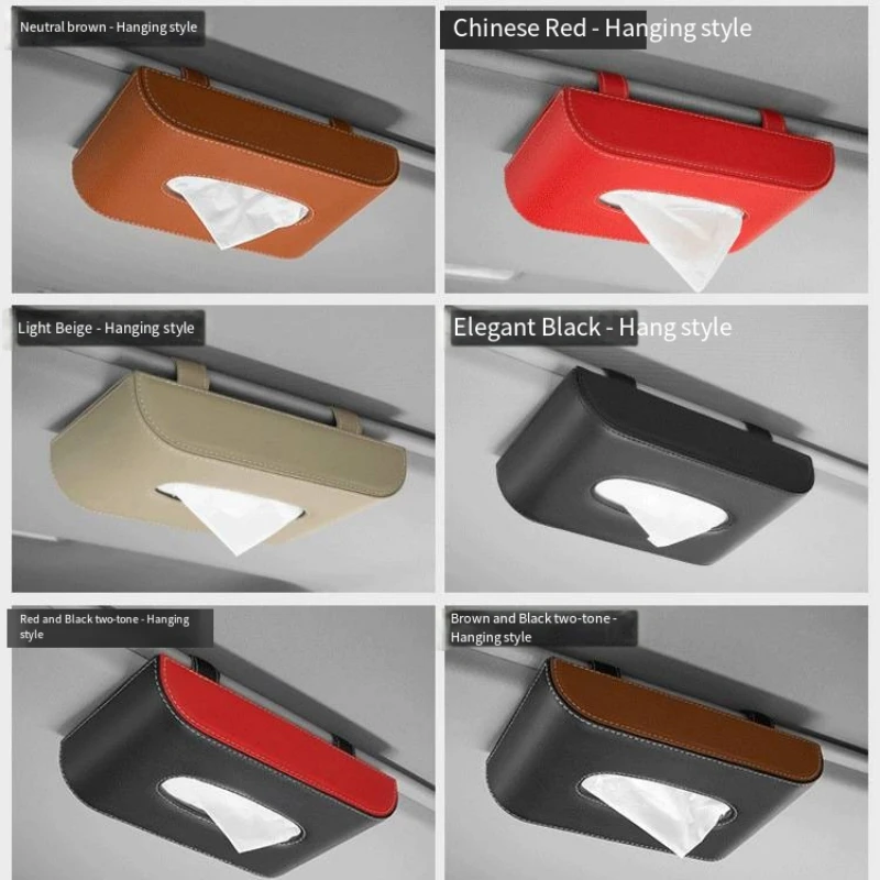 Car Tissue Holder Leather Sun Visor Paper Napkin Organizer Decoration Car Interior Accessories