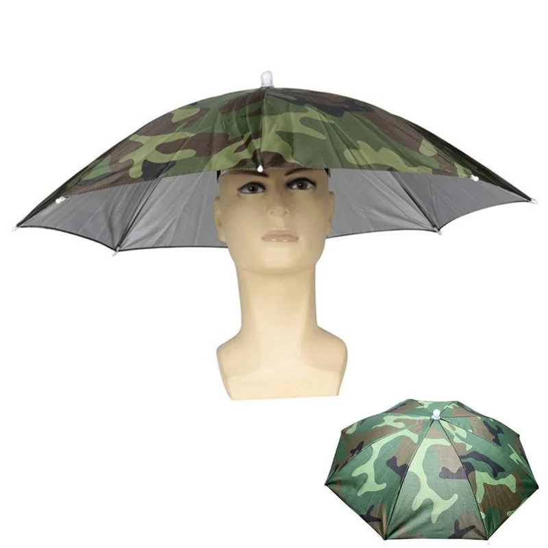 Portable Rain Umbrella Hat Foldable Outdoor Fishing Sunshade Cap Waterproof UV Protector Camping Headwear Beach Head Hats Caps
