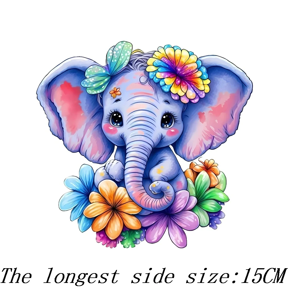 Iron on patches Colorful Animal Owl Elephant Heat Transfer T-Shirt DIY Heat-Adhesive Clothing Patches Baby Stickers