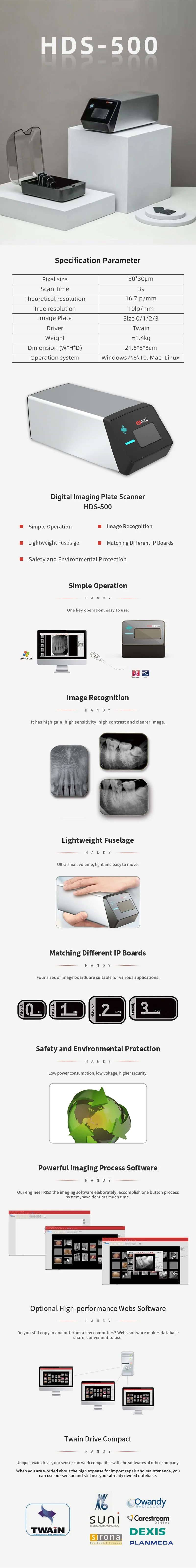 JUMTOP Dental Digital Imaging Phosphor Plate Psp Scanner High Definition Teeth X-ray Image Board Scanner