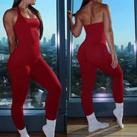Ensemble de sport 2 pièces pour femme : débardeur dos nu et short taille haute froncé, tenue de fitness sans couture 3