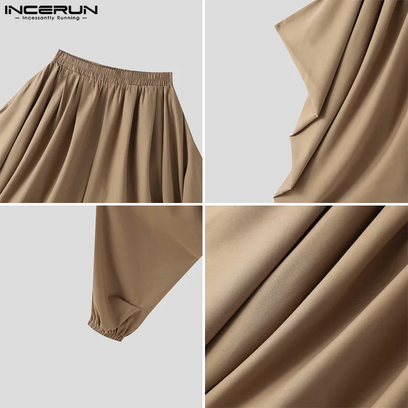 INCERUN 2024 Koreanischen Stil Herren Hosen Lose Feste Breite Bein Design Lange Hosen Männlichen Freizeit Party Heißer Verkauf Solide Pantalons S-5XL – Detail 9