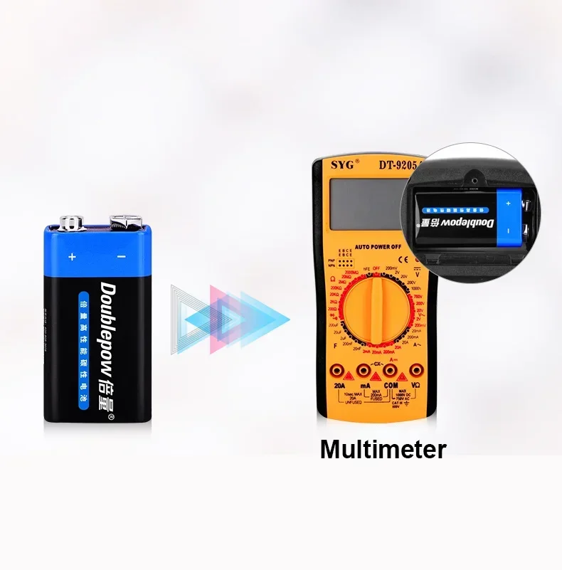 9V battery 2PCS 6F22 Primary & Dry Batteries for multimeter alarm microphone iron case Disposable Battery disposable battery