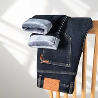 2024 New Winter Fleece-lined Thick Jeans High-End Island Velvet Slim Straight Warm Anti-Freezing Cold-Resistant Trousers 1