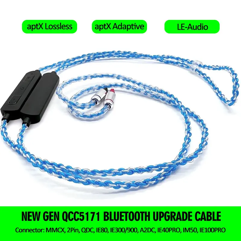 

New Gen QCC5171 Bluetooth 5.3 Audio Module Earphone Upgrade Cable aptX Lossless Adaptive HD/LL HiFi Phone Calls Music Streaming