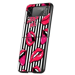 Red Lips Kiss Hard Transparent Shockproof Phone Case - Sexy Design for Z Flip 3 (B1)