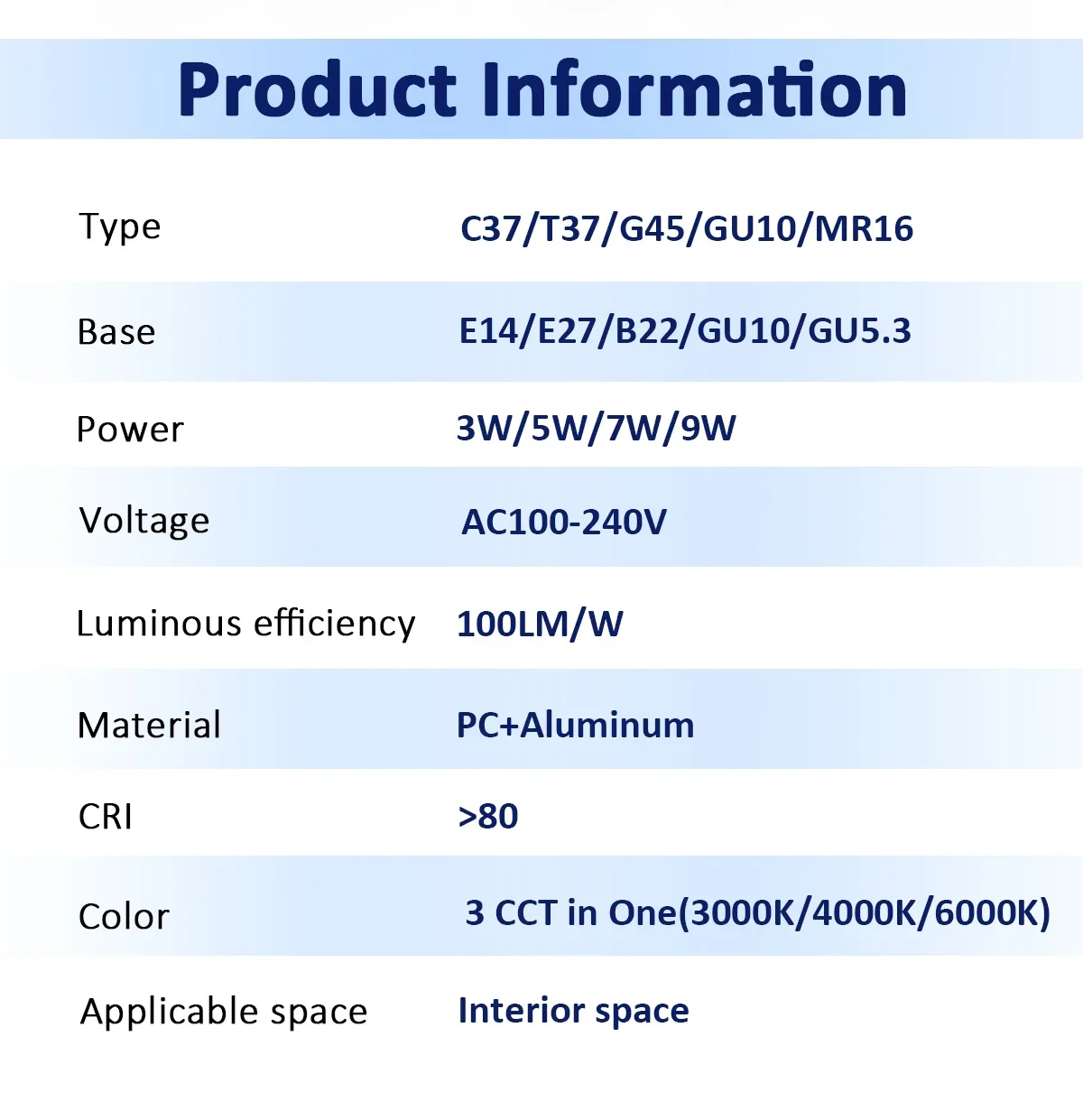Description Picture 3 of item4pcs LED Spot Light GU10 Wall switch CCT 3000K 4000K 6000K E27 B22 GU5.3 Base light Bulb AC110V 220V Memory Function Color