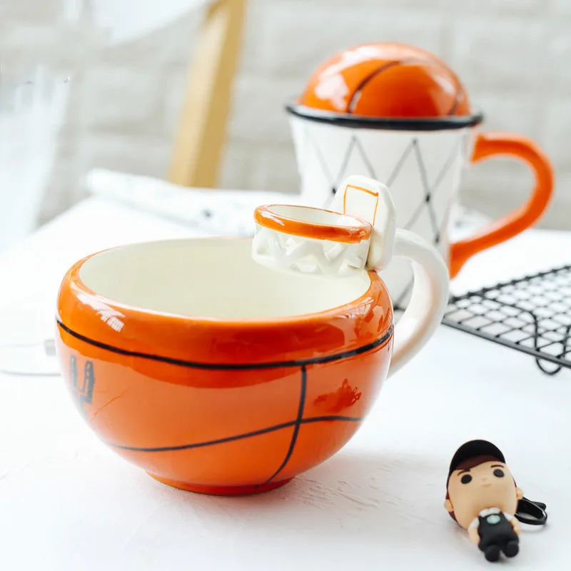 Creative New Basketball Football Shape Cup Retro Single Flower Tea Milk
