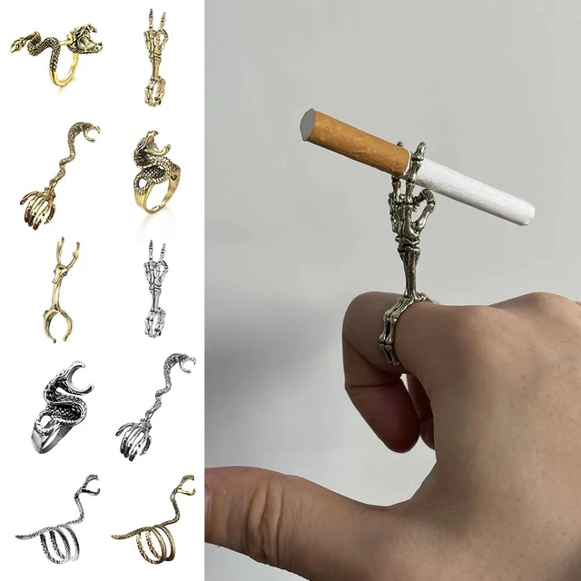 anneau de métal main doigt porte- pour accessoire de fumer argent