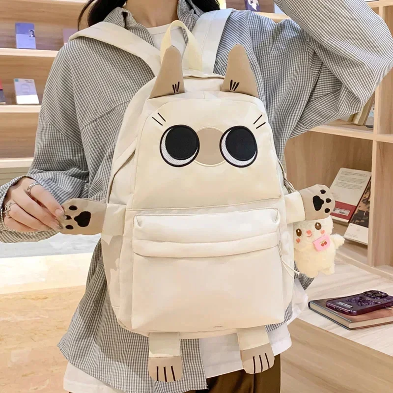 Ins Style Backpack Student Cat School Bags Casual Basic Japanese Cartoon Large Capacity Backpacks For A&B One Shoulder Bag For C 4