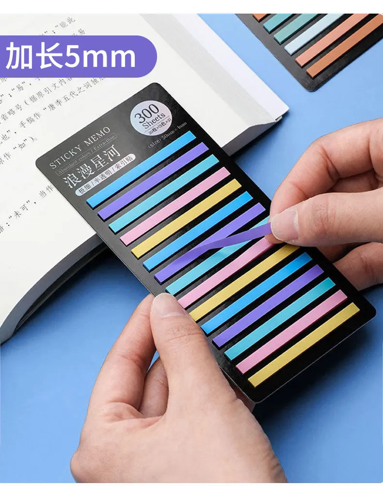 Transparent Rainbow Sticky Notepads - 300 Sheets Kawaii Memo Pad