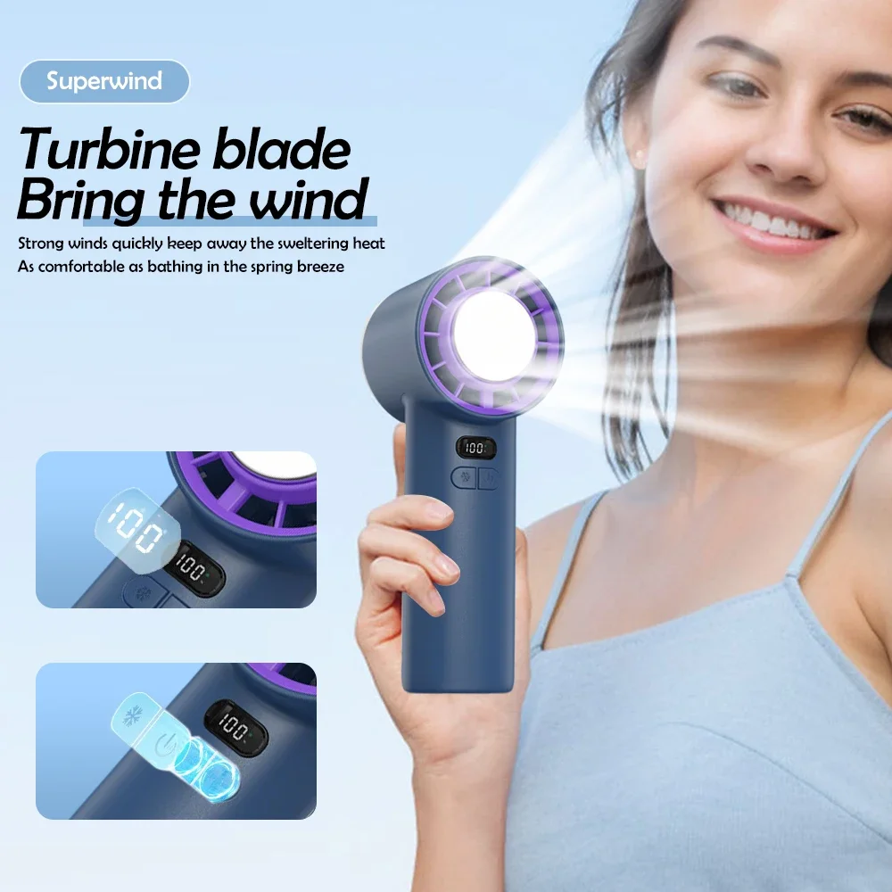 Newstyle Handheld Mini Turbo Fan 100 Wind Speeds Adjustable 4000mAh Batteries Cold Compress Mini Personal Fan USB Charging