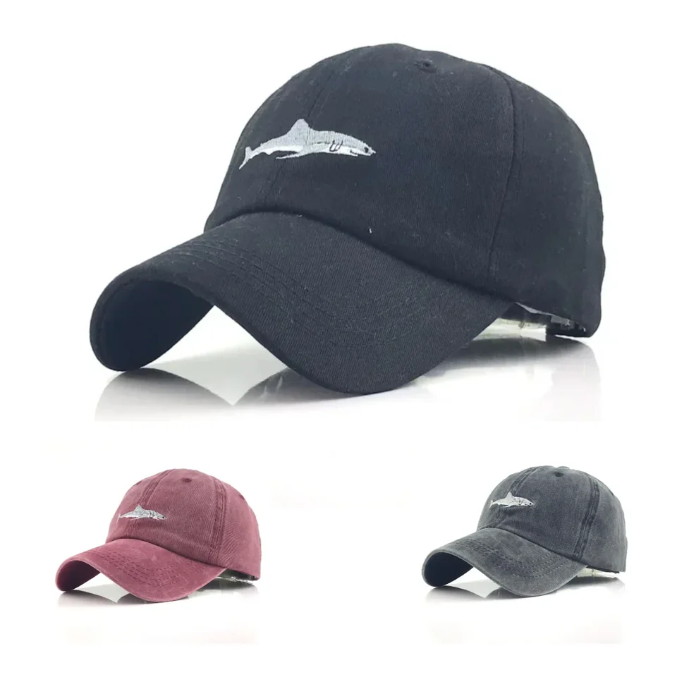 Fishing Embroidered Shark Baseball Cap - Cotton Hip Hop Style Hat For Men & Women