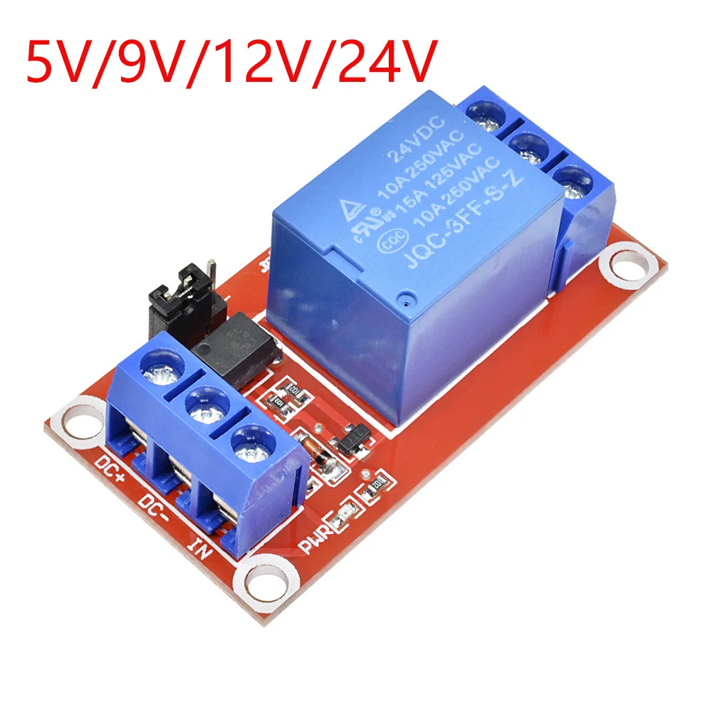 Scheda Relè 1 Canale Con Optoisolatore, Trigger Alto/Basso, 5V/12V/24V, Per Microcontrollori Arduino