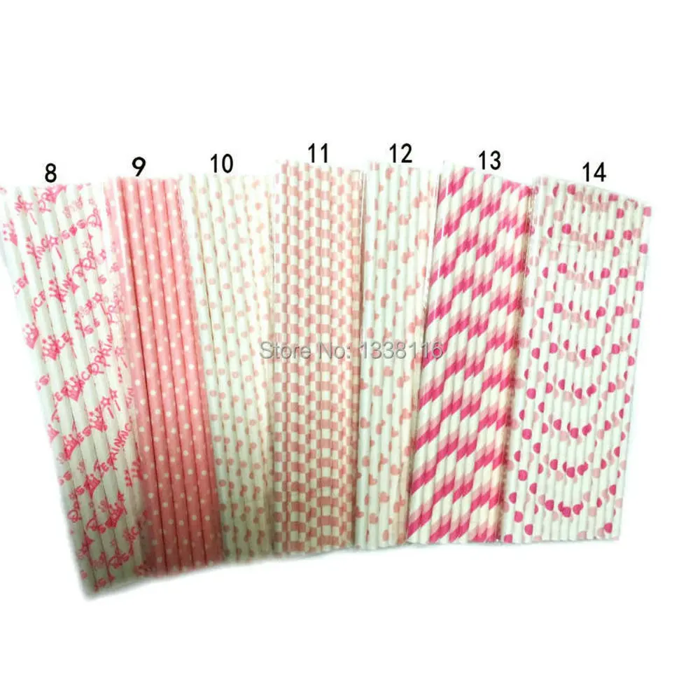 25pcs Light Pink Paper Straws For Baby Shower Wedding Party Kids Birthday Party Decoration Supplies Paper Drinking Straws