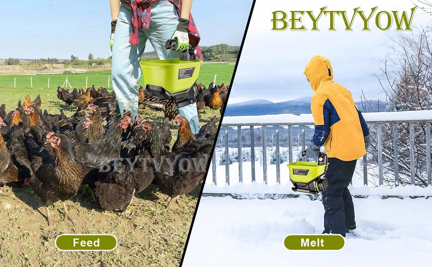 3.7L Large Capacity Cordless Salt Spreader for Ryobi 18V Battery Seed Spreader H