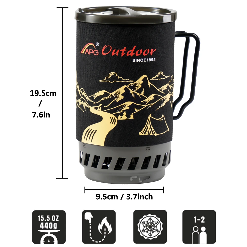 APG Portable 1400ml Cooking System Outdoor Hiking Camping Stove Heat Exchanger Pot Propane Gas Burners 3 APG Portable 1400ml Cooking System Outdoor Hiking Camping Stove Heat Exchanger Pot Propane Gas Burners 3