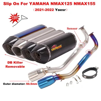 Slip On For YAMAHA NMAX 125 155 NMAX155 NMAX125 2020 - 2022 Full Motorcycle Exhaust Escape Front Link Pipe 51mm Muffler Moto