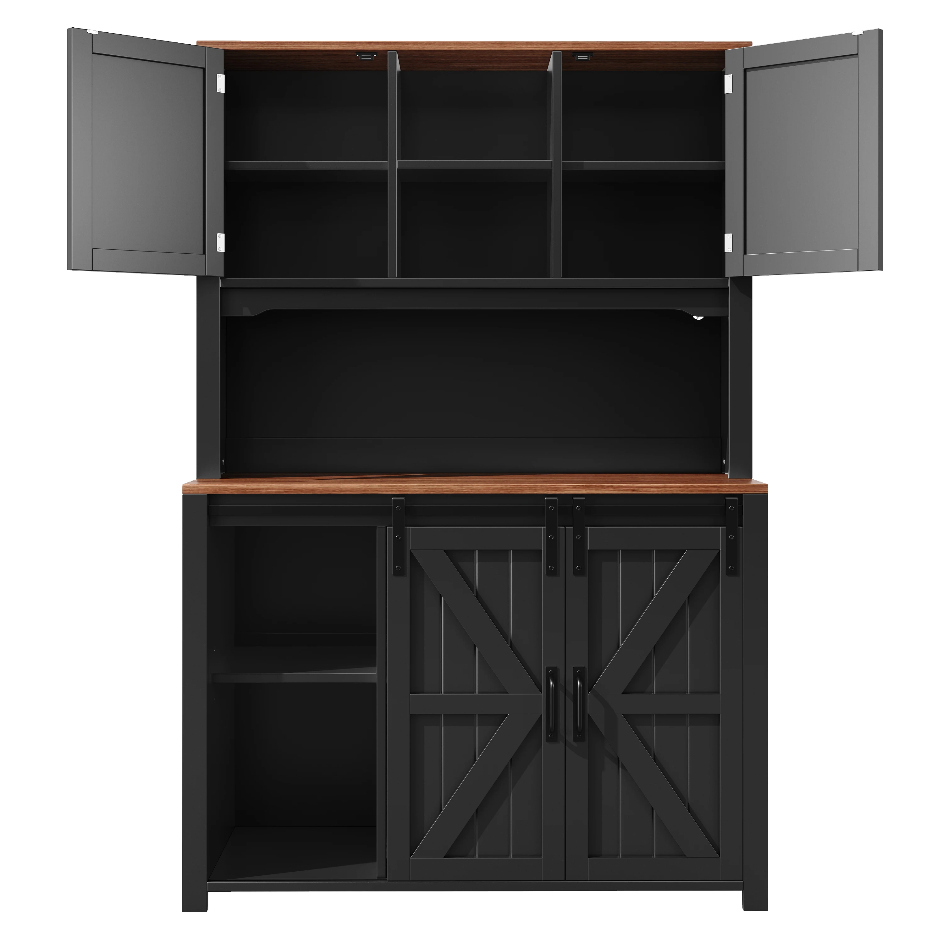 Küchenschränke (115 × 40 × 174,7 cm), hohe Küchensideboards, Sideboards, Küchenschränke mit Schiebetüren und LED-Beleuchtung – Detail 14