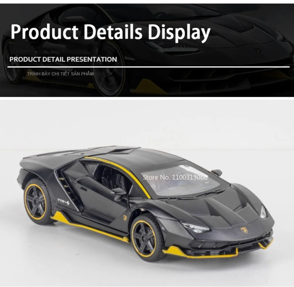 1:32 Lambor LP750-4 LP770-4 Auto-Spielzeugmodelle Gummireifen Miniatur-Modellfahrzeuge mit Öffnenden Türen Sportwagen Kinder-Festtagsgeschenke – Detail 10